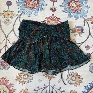 Free People Saturday Sun Mini Skirt in Blue Snake Skin Pattern Ruched Size 6